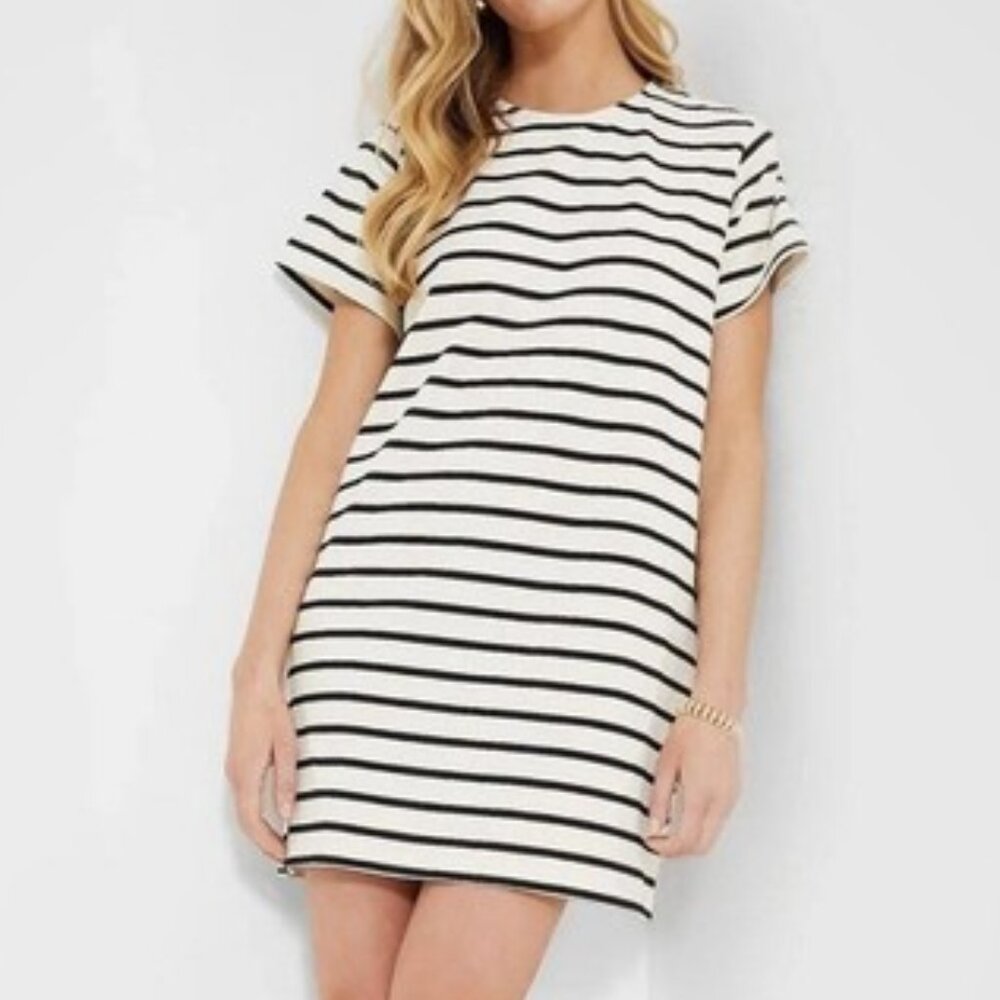 Tuckernuck Black Stripe Lucie Dress 100% Cotton SIZE Large